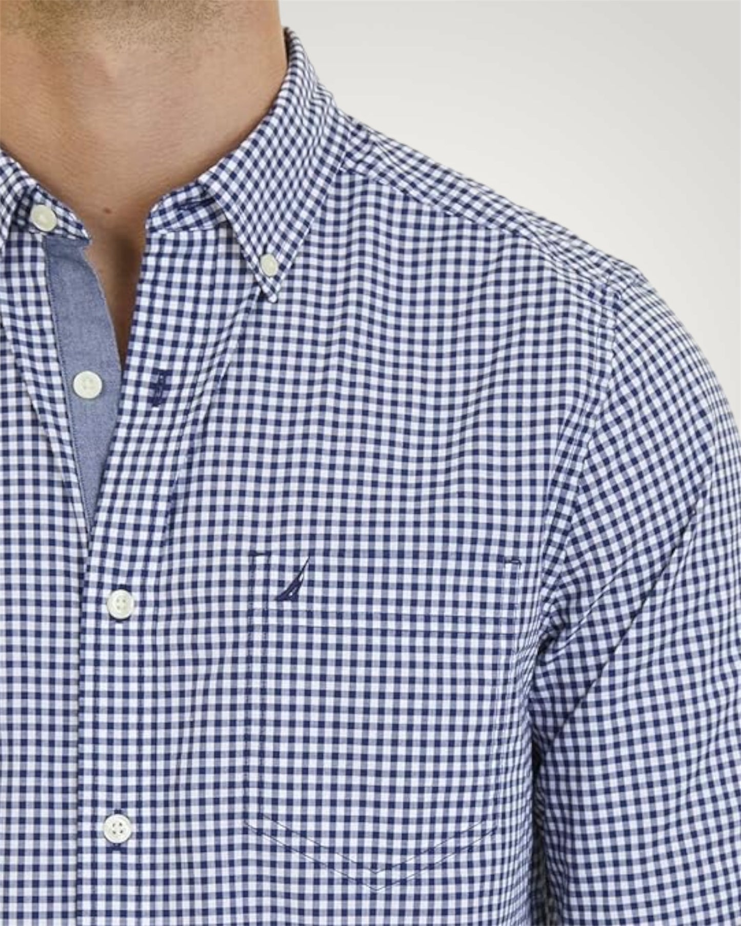 Classic Gingham LS Woven Shirt in Navy