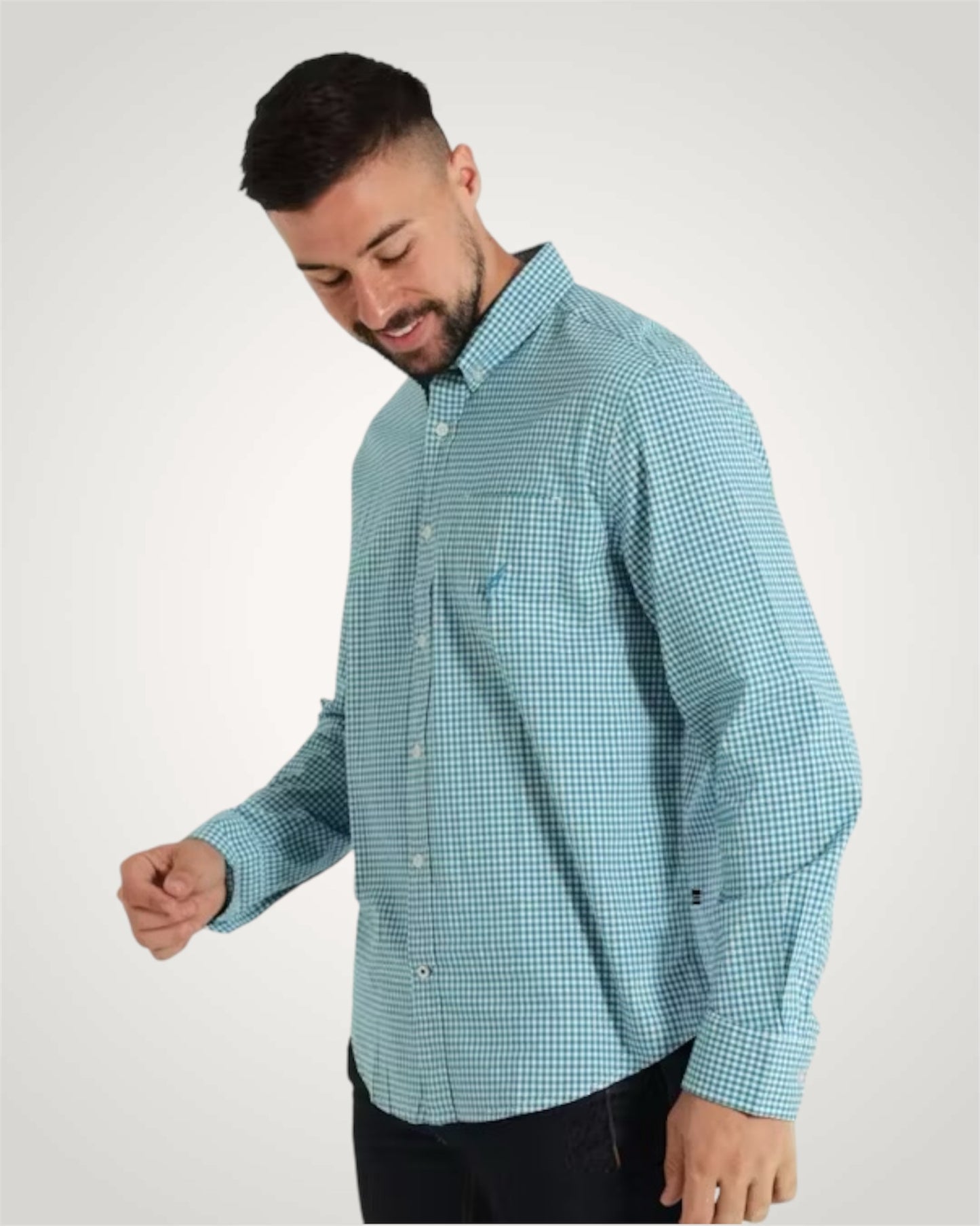 Classic Gingham LS Woven Shirt in Rich Teal