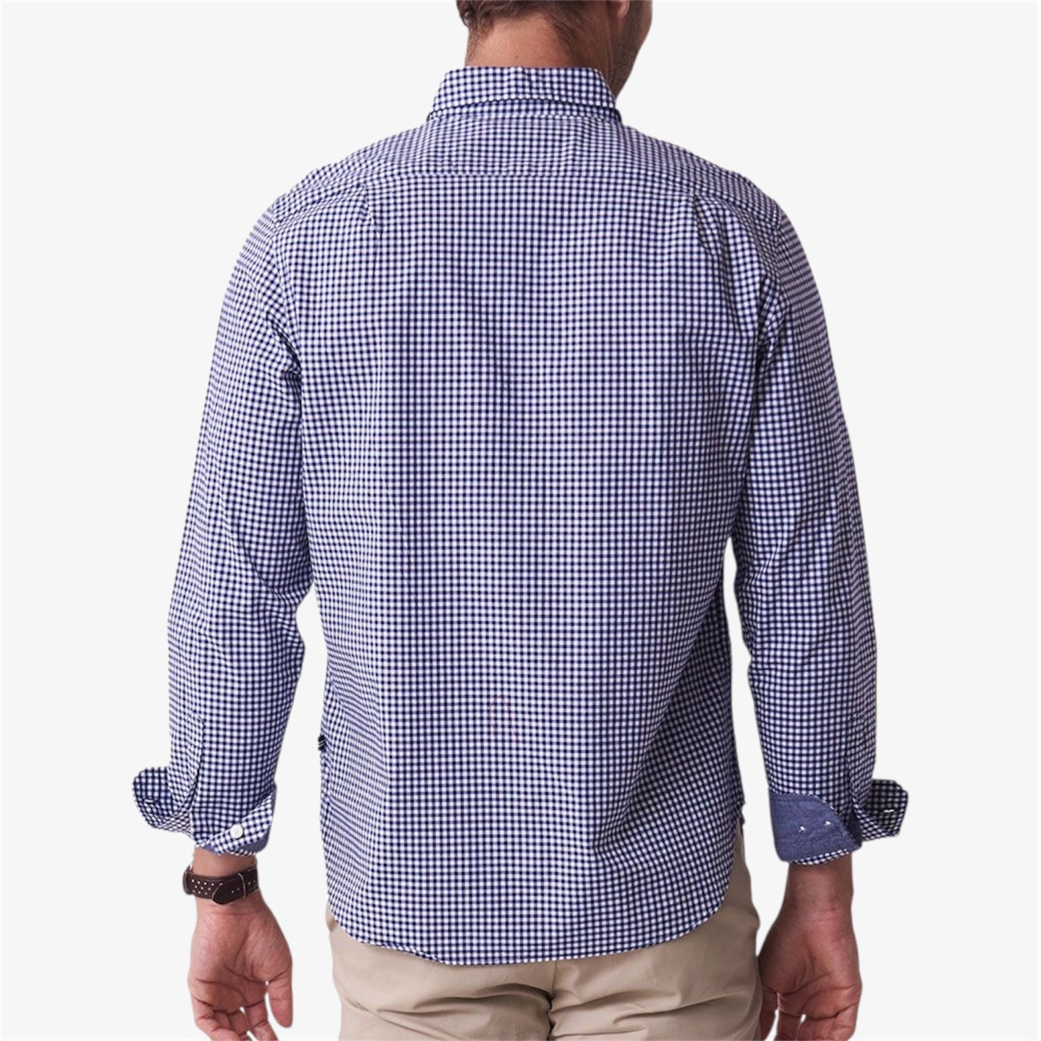 LS Classic Woven Gingham Shirt in Navy