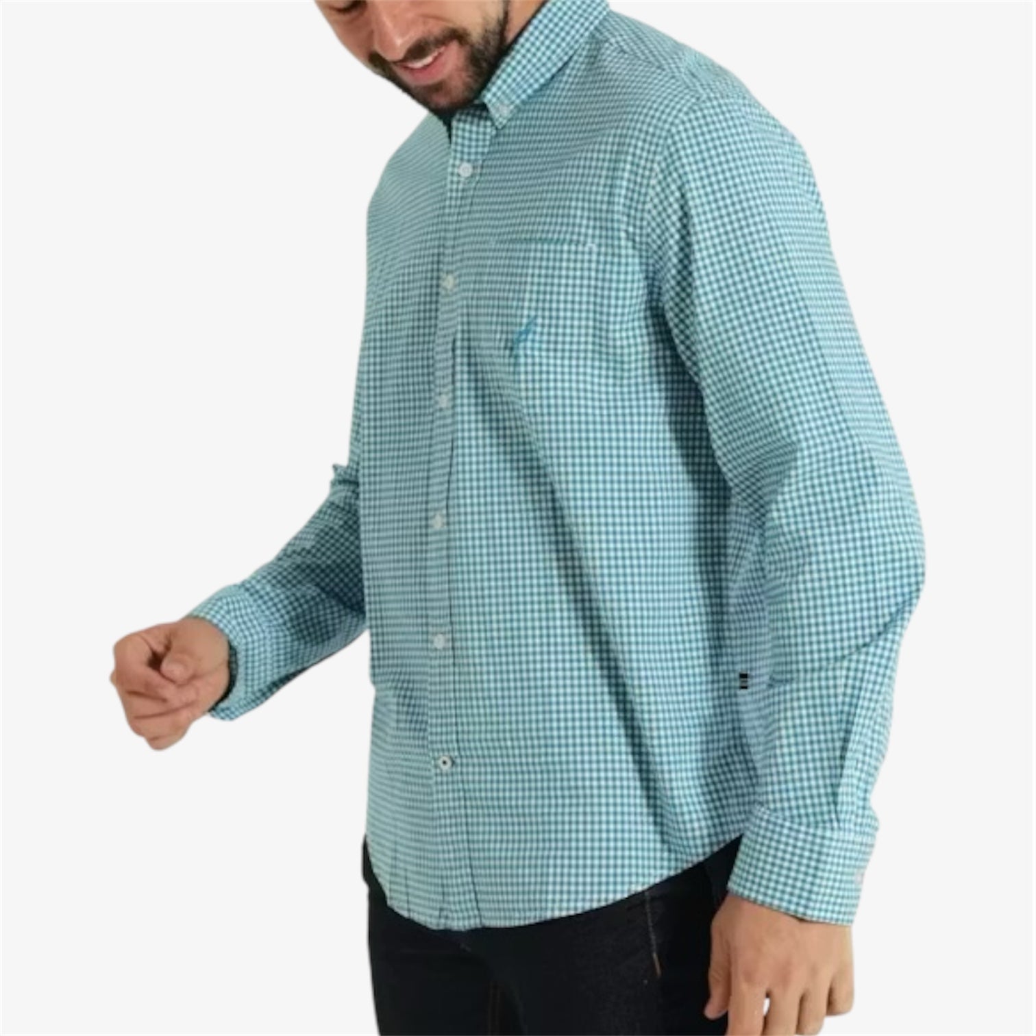 LS Classic Woven Gingham Shirt in Rich Teal