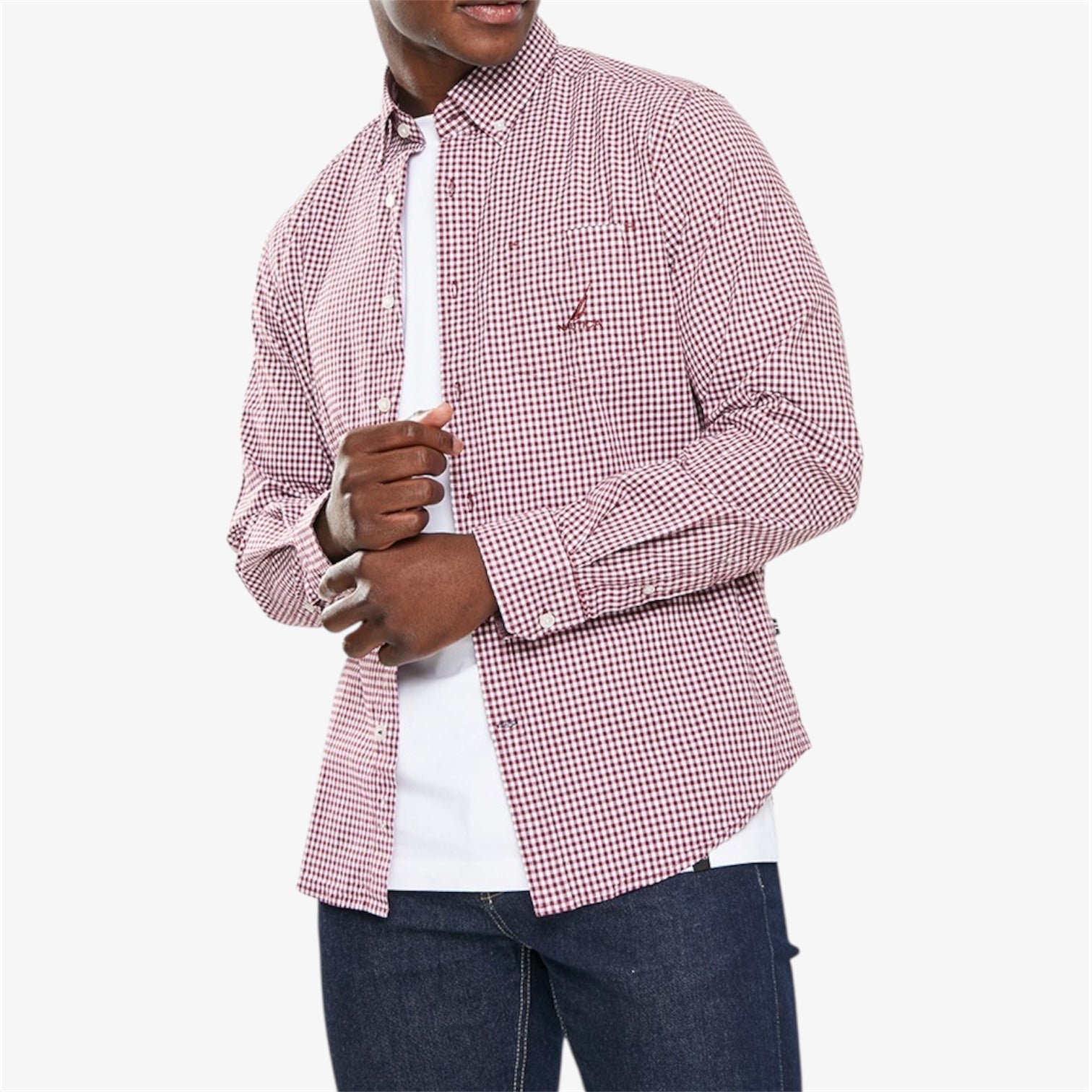 LS Classic Woven Gingham Shirt in Zinfandel