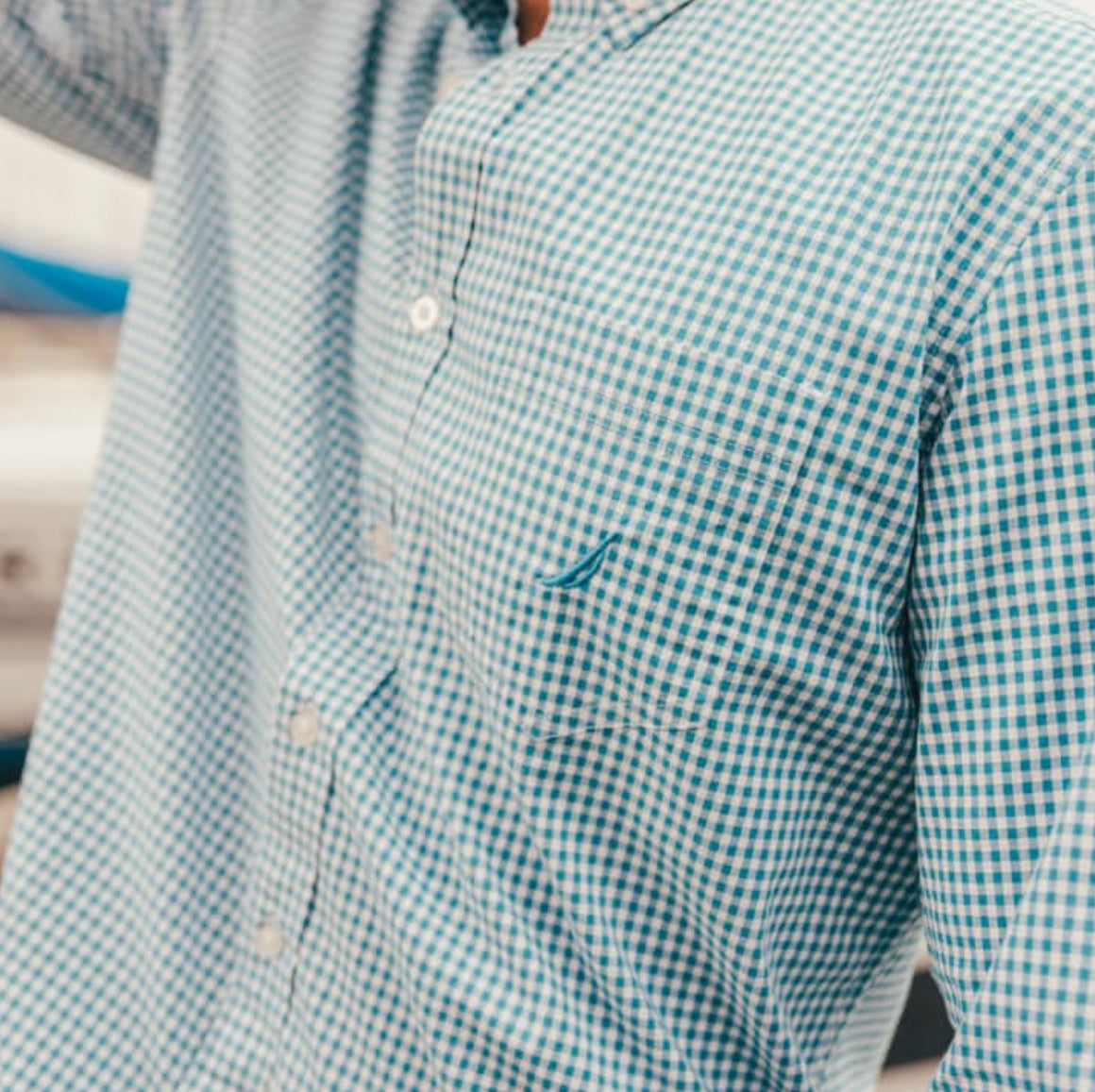 Classic Gingham LS Woven Shirt in Rich Teal