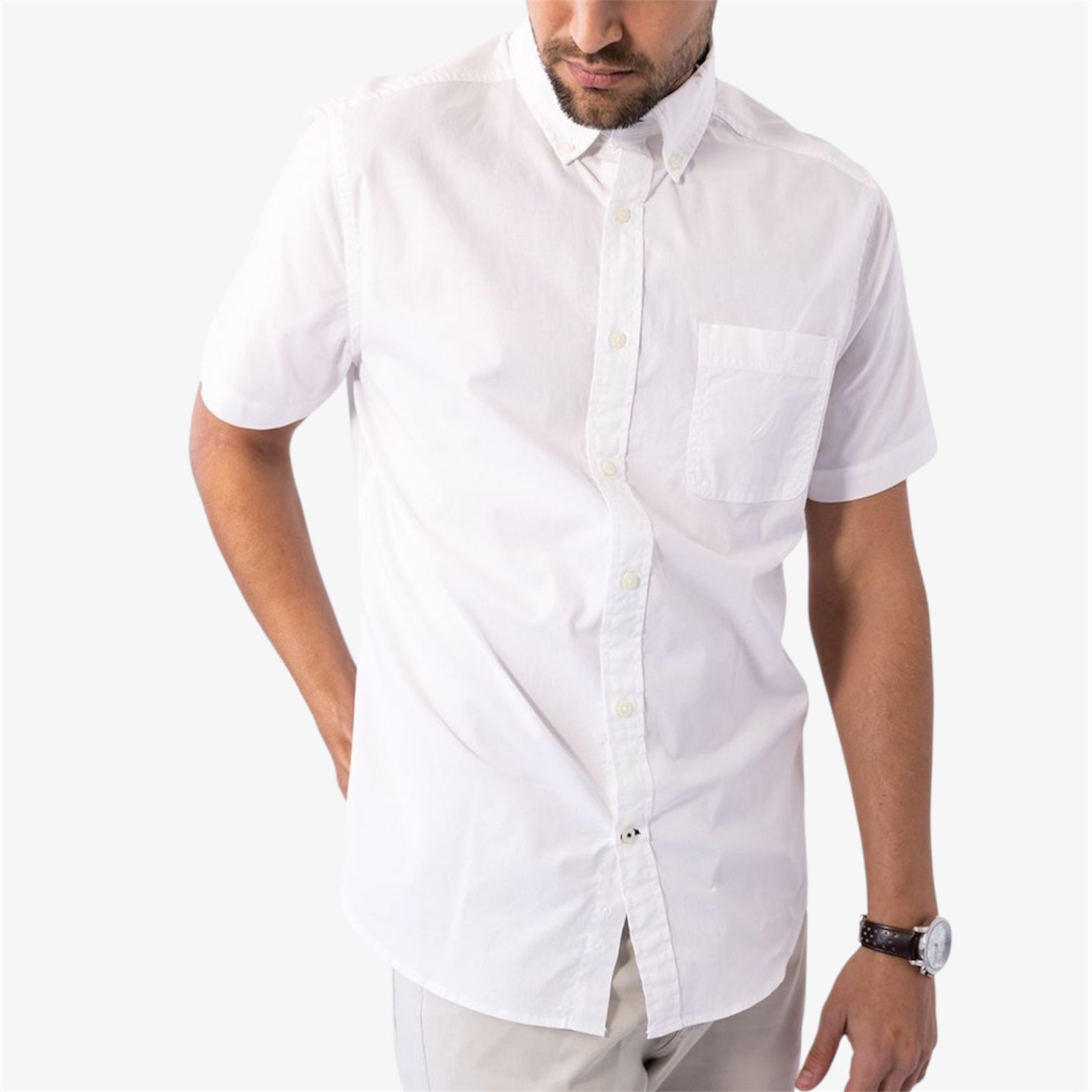SS Classic Woven Anchor Shirt in Bright White