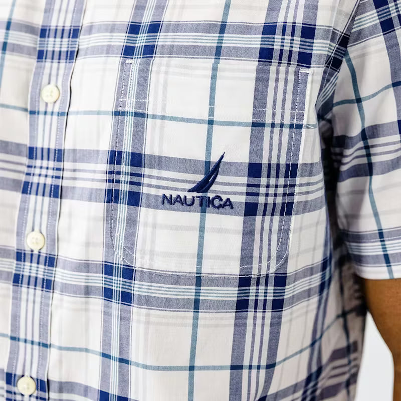 SS Woven Oceana Check Shirt in Bright White