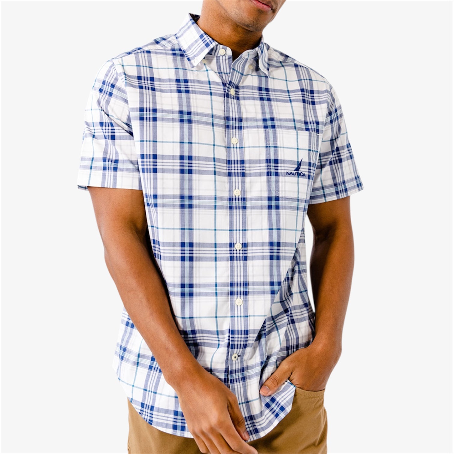 SS Woven Oceana Check Shirt in Bright White