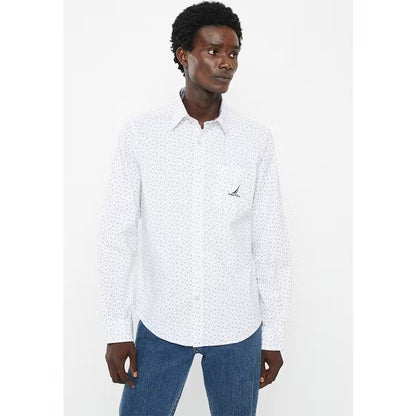 Urchin Print LS Woven Shirt in Bright White