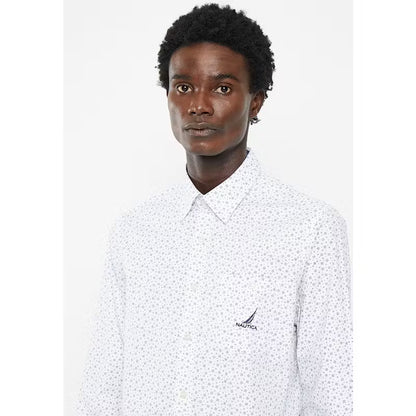 Urchin Print LS Woven Shirt in Bright White