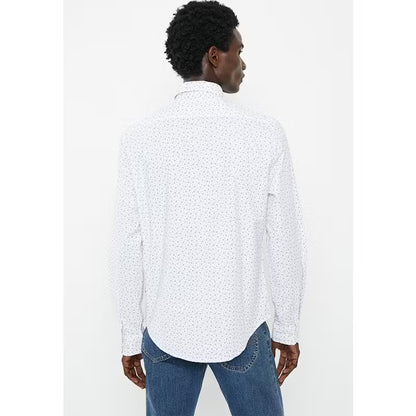Urchin Print LS Woven Shirt in Bright White