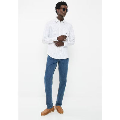 Urchin Print LS Woven Shirt in Bright White