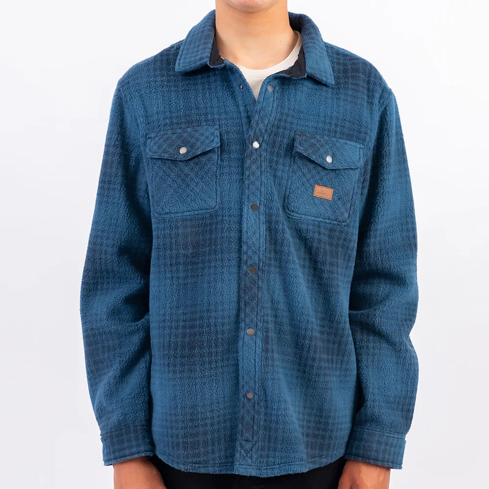 Glacier Plaid High Pile Superfleece Jacket in Blue Shadow