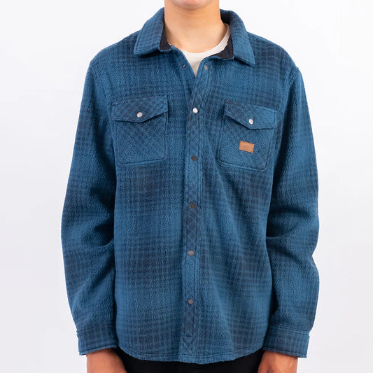 Glacier Plaid High Pile Superfleece Jacket in Blue Shadow