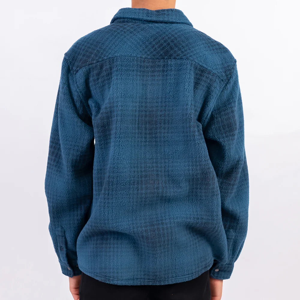 Glacier Plaid High Pile Superfleece Jacket in Blue Shadow