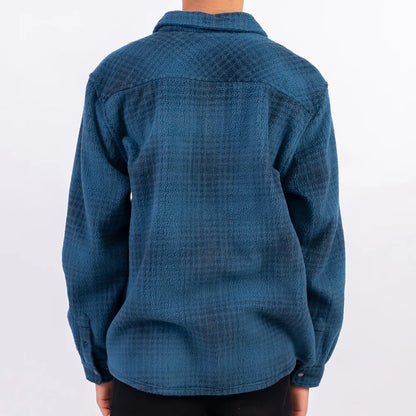 Glacier Plaid High Pile Superfleece Jacket in Blue Shadow
