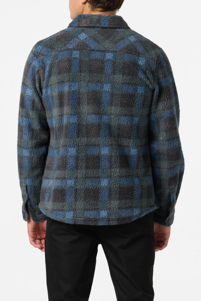 Glacier Plaid High Pile Superfleece Jacket in Dark Slate