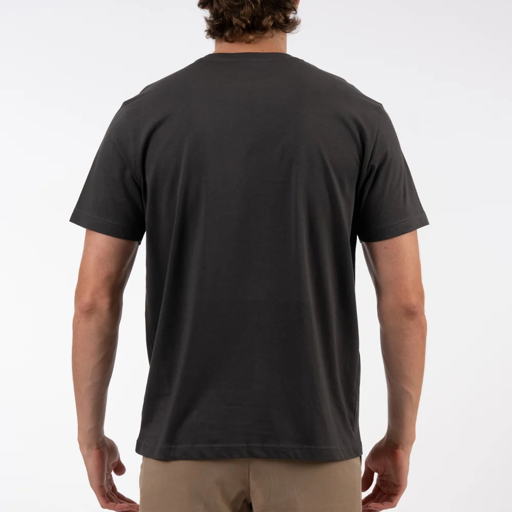 Muizenberg Huts SS Tee in Asphalt Blue