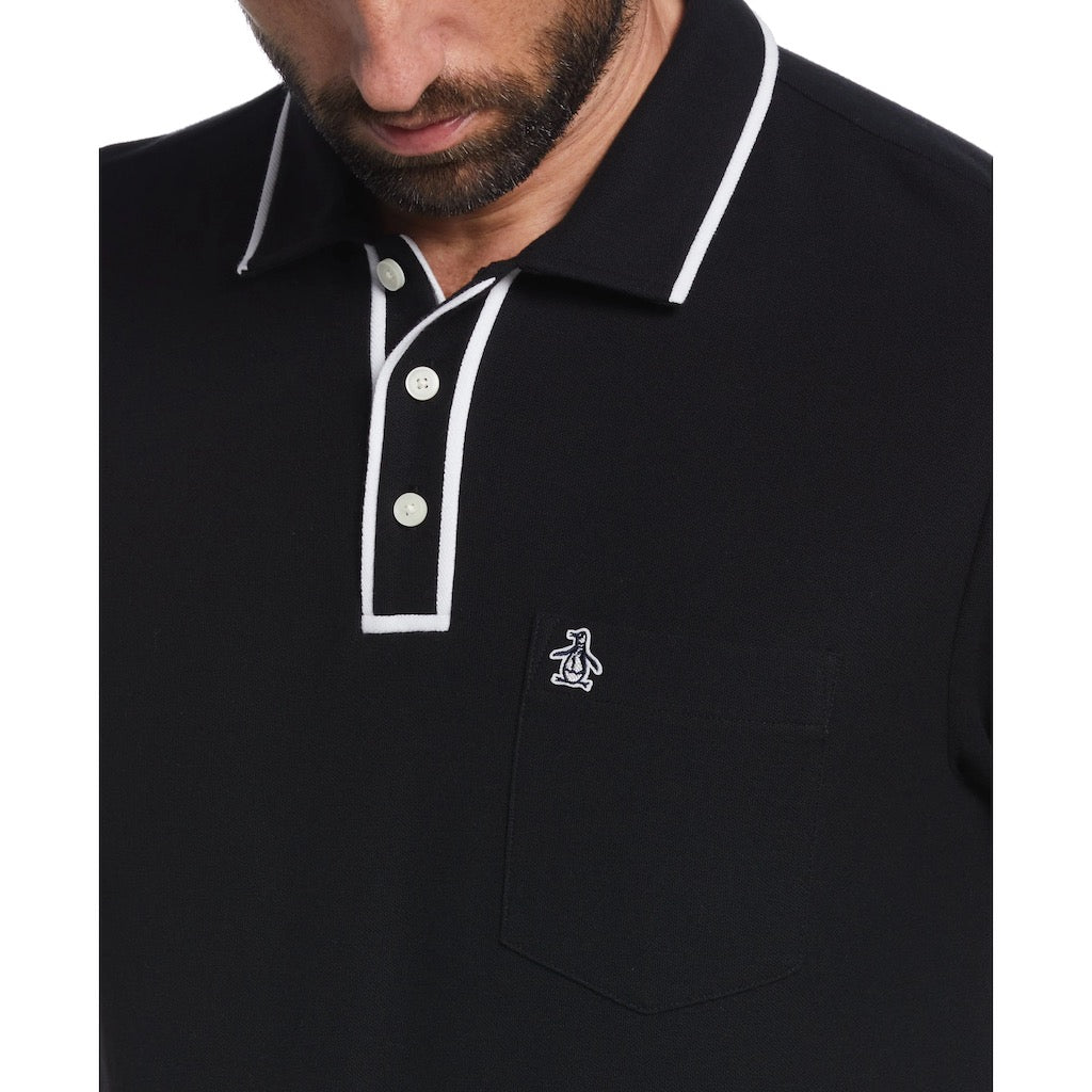 Earl Cotton Pique Golf Shirt in True Black