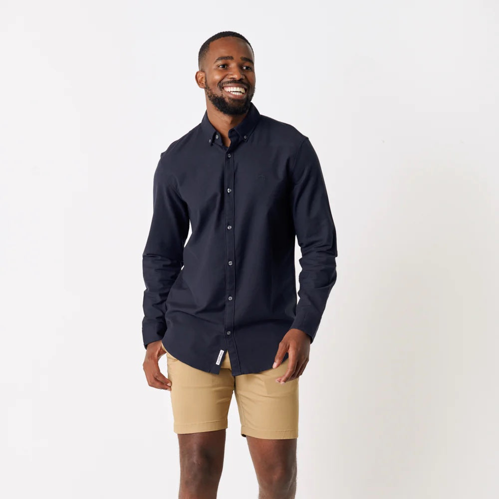 Poplin Long Sleeve Woven Shirt in Deep Sapphire