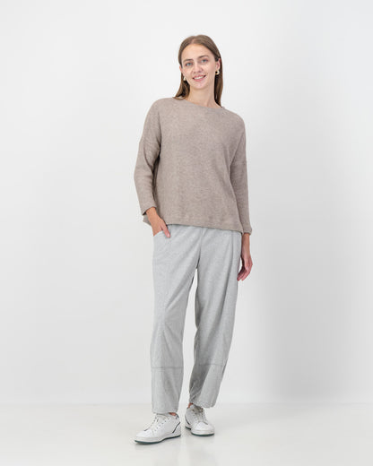 Side Slit Waffle Knit Top in Nude