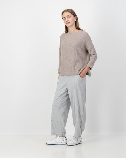Side Slit Waffle Knit Top in Nude