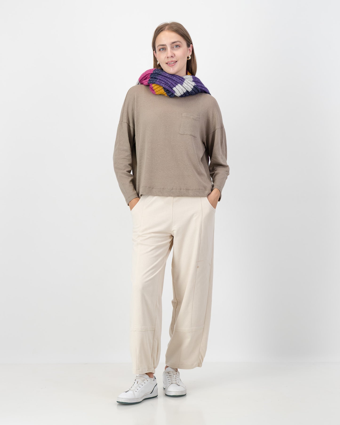 Boxy Round Neck Top in Mocca