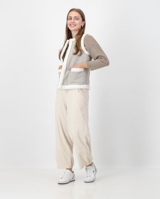 Sherling Lined Waistcoat in Beige