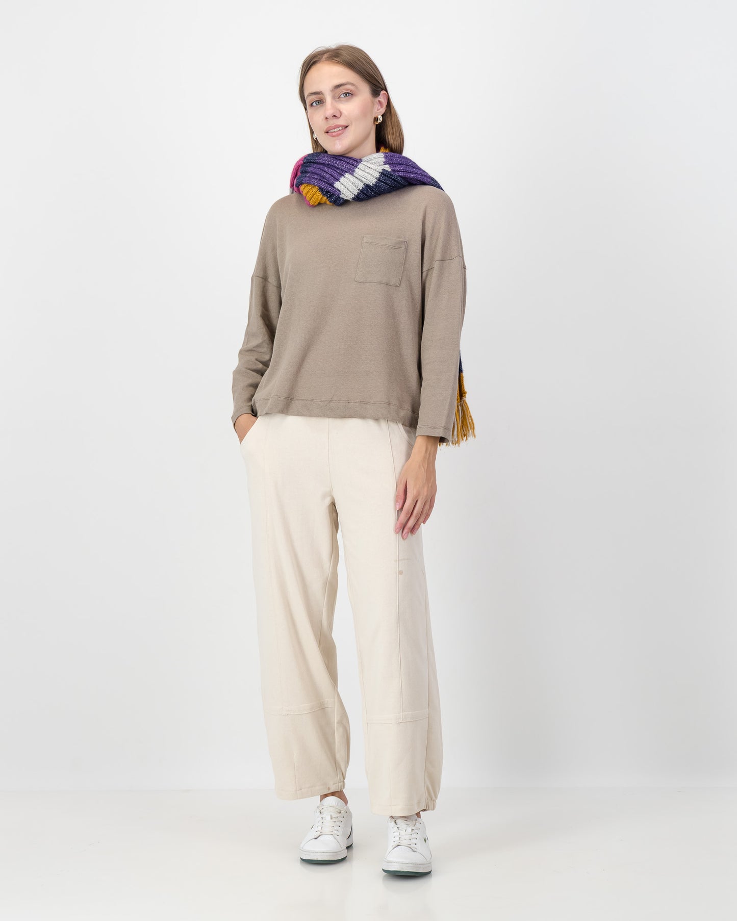 Boxy Round Neck Top in Mocca