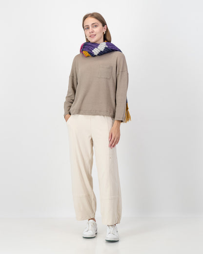 Boxy Round Neck Top in Mocca