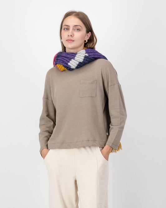 Boxy Round Neck Top in Mocca