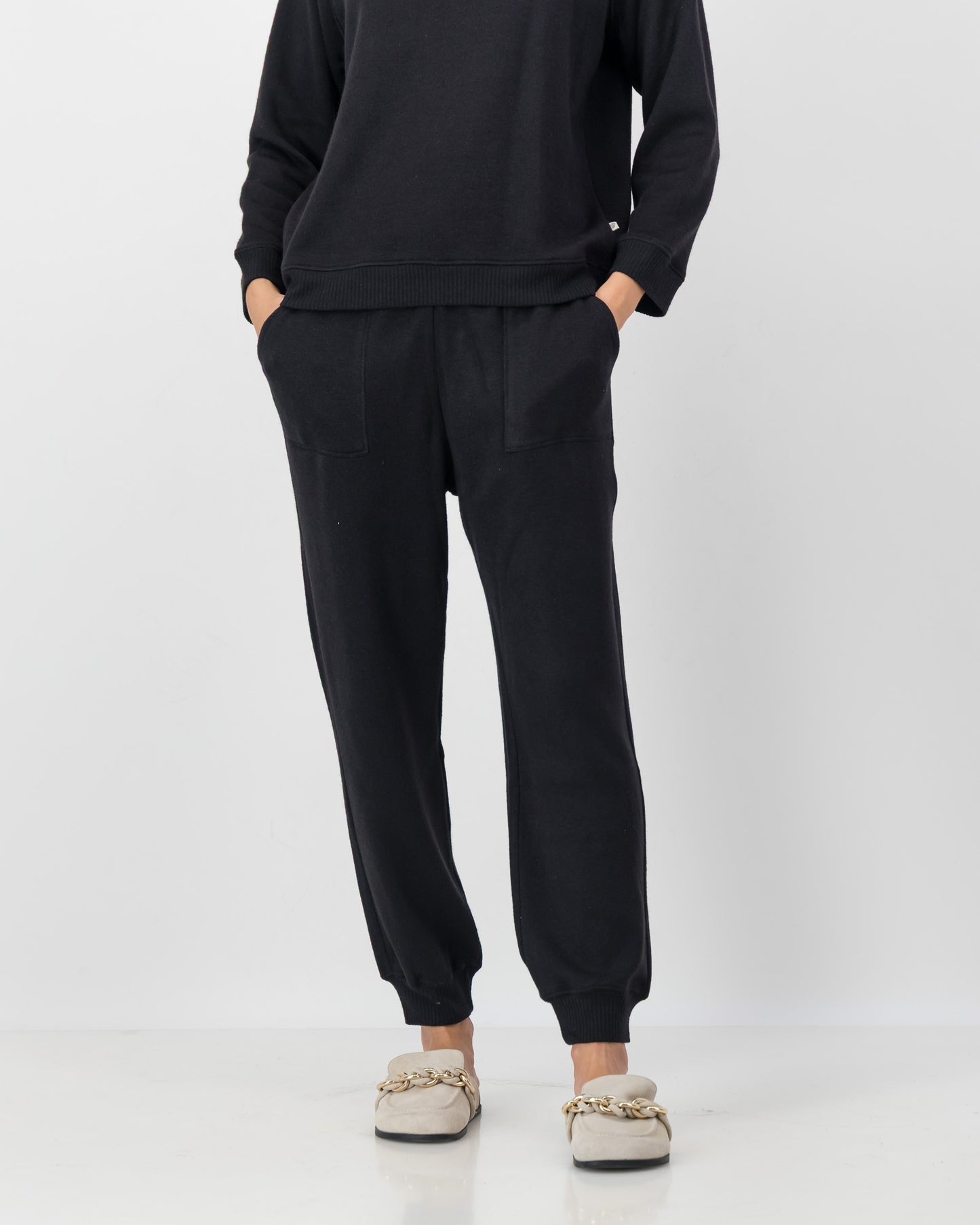 Cuff Detail Track Pants in Black