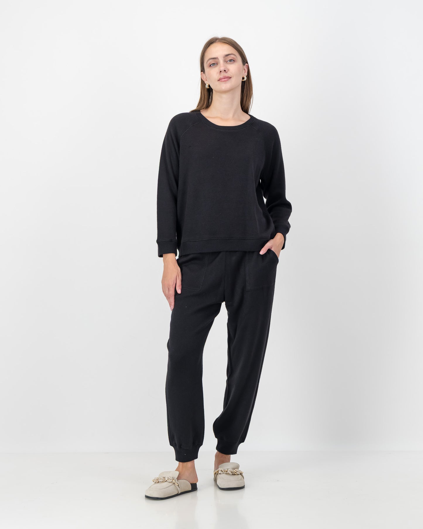 Cuff Detail Track Pants in Black