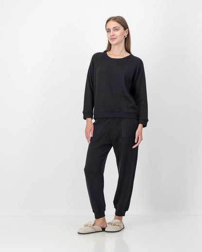 Cuff Detail Track Pants in Black