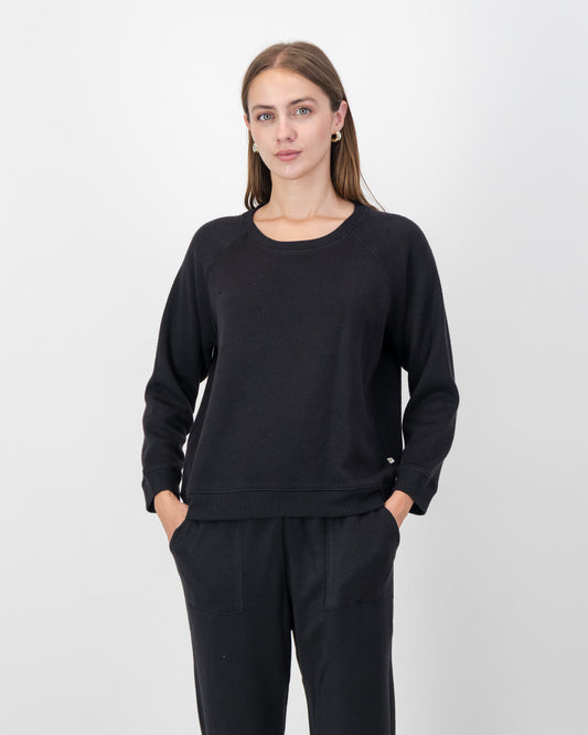 Crewneck Track Top in Black