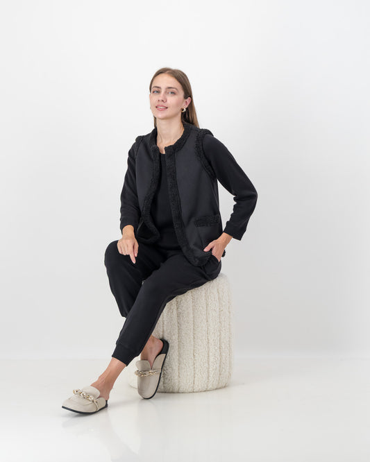 Sherling Lined Waistcoat in Black