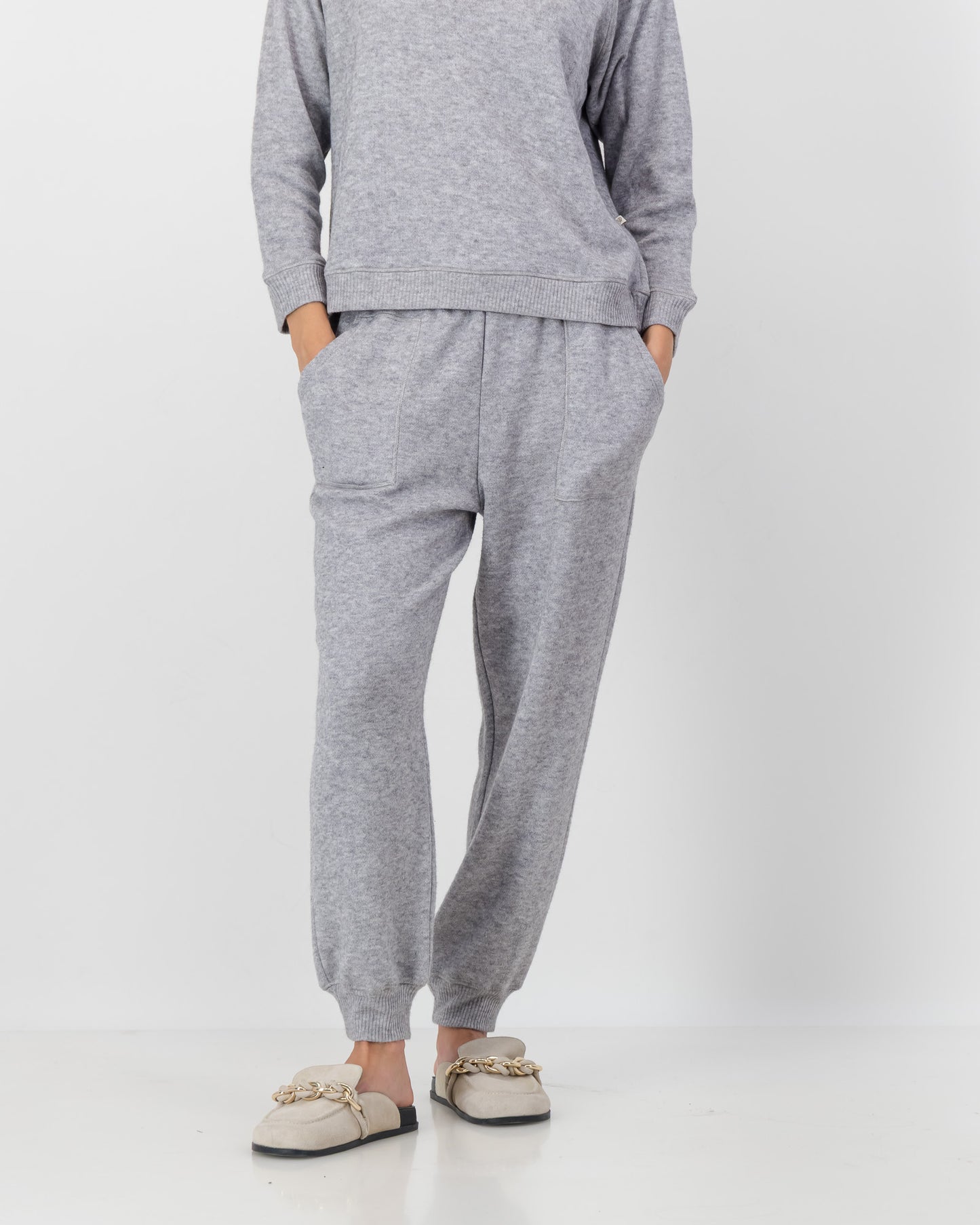 Cuff Detail Track Pants in Grey