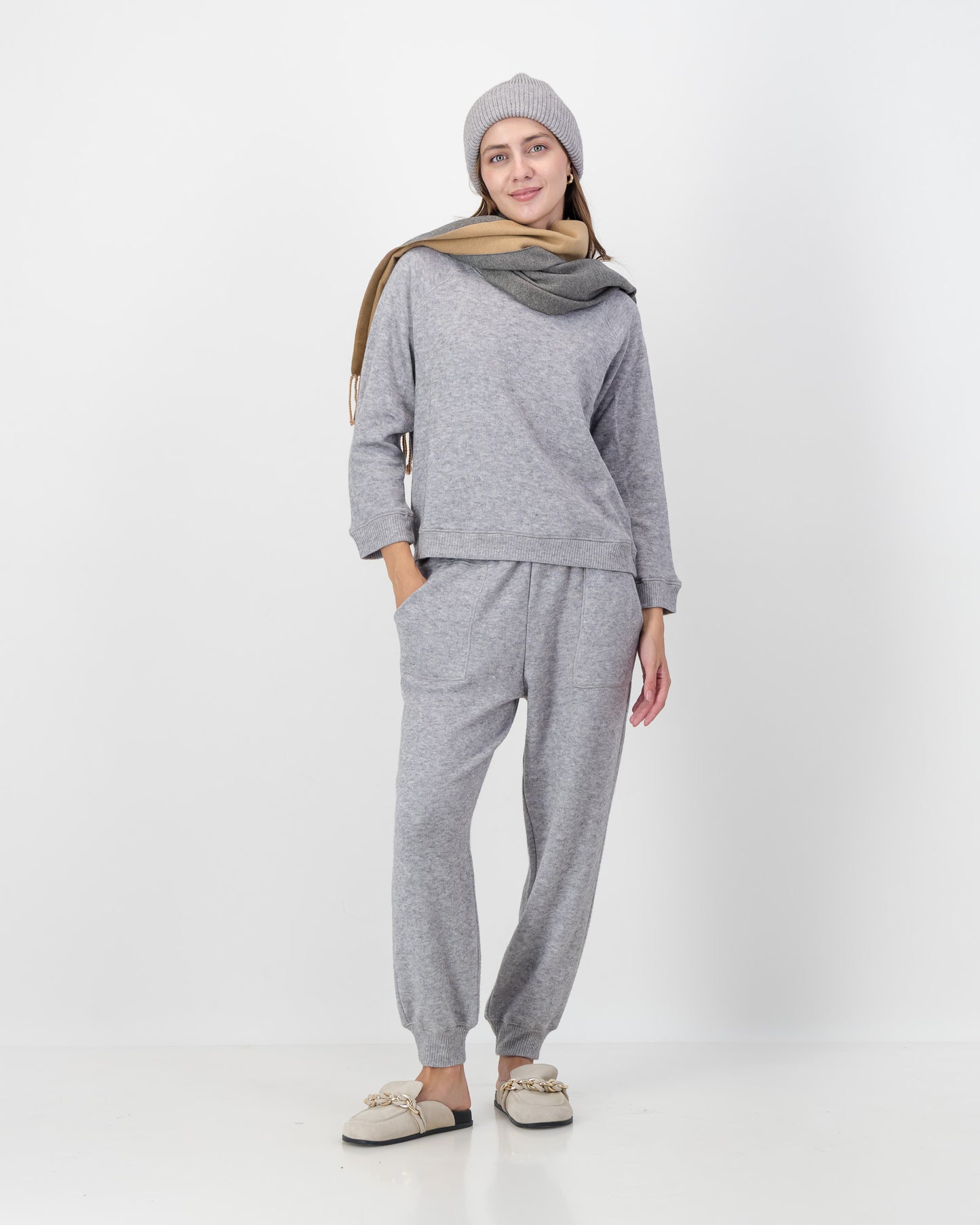 Cuff Detail Track Pants in Grey