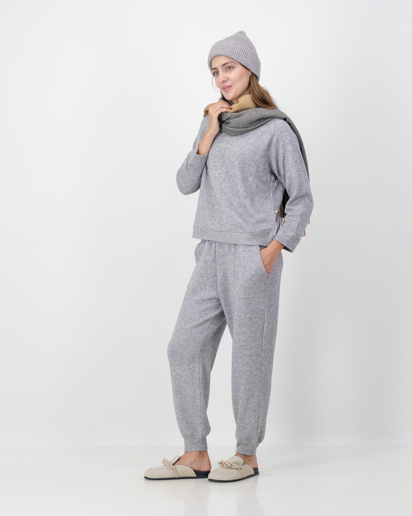 Cuff Detail Track Pants in Grey