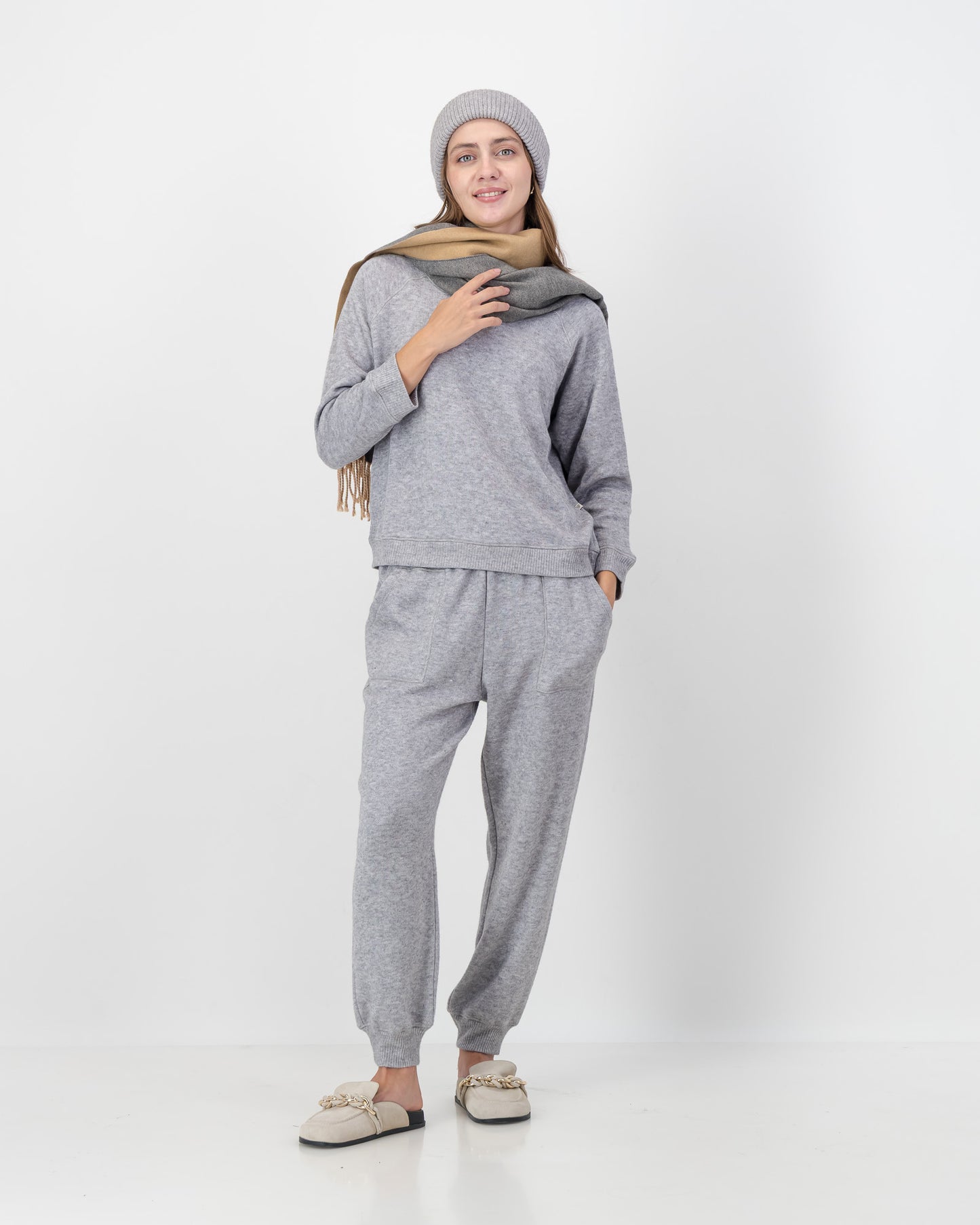 Cuff Detail Track Pants in Grey