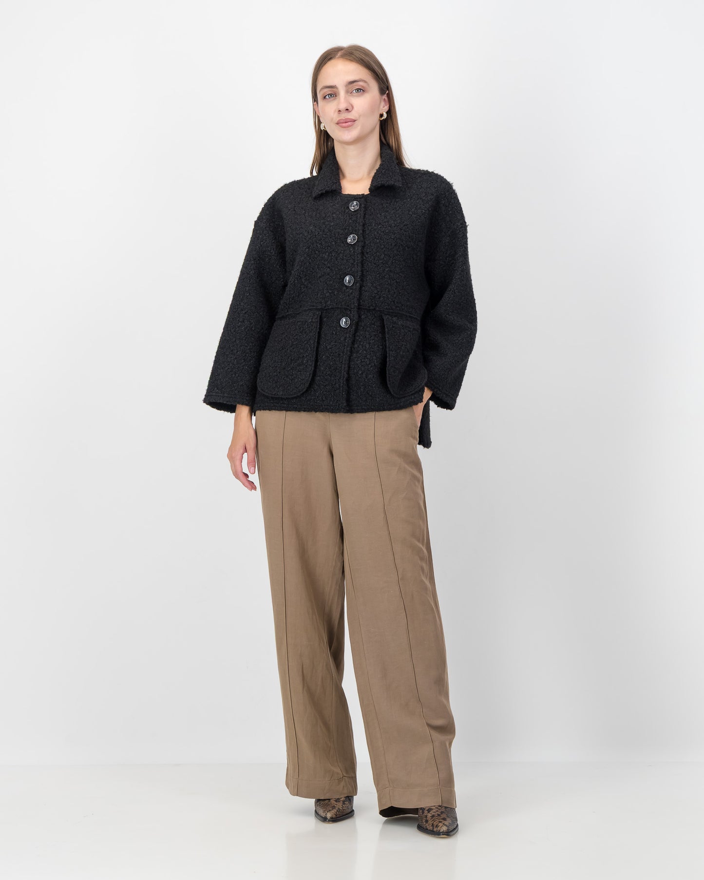 Boucle Jacket with Pocket Detail in Black
