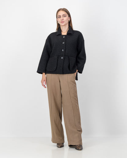 Boucle Jacket with Pocket Detail in Black