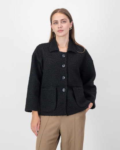 Boucle Jacket with Pocket Detail in Black