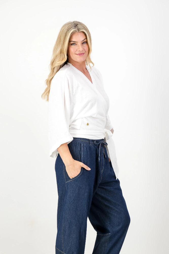 Hydra Cotton Wrap Knit in White