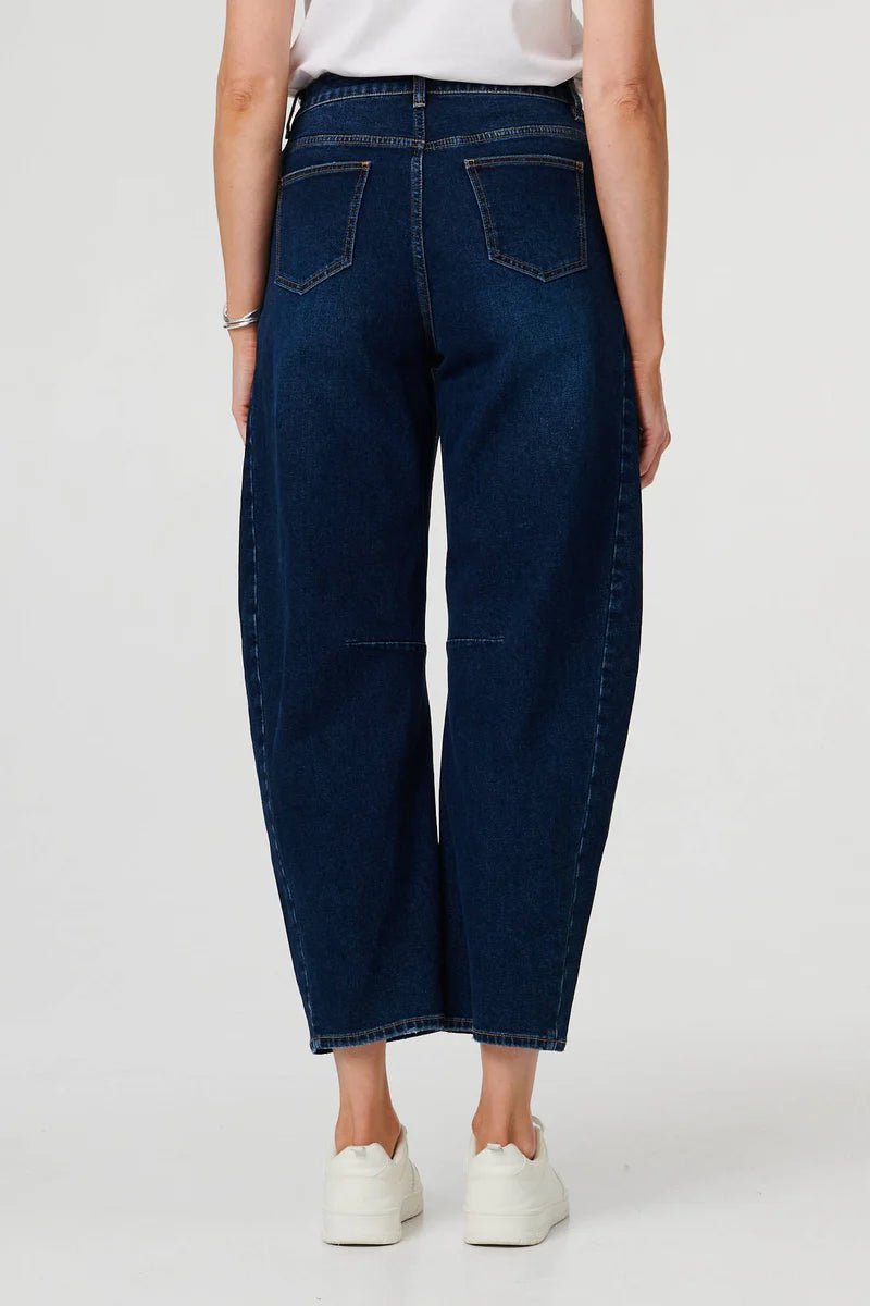Barrel Leg Jean in Dark Wash