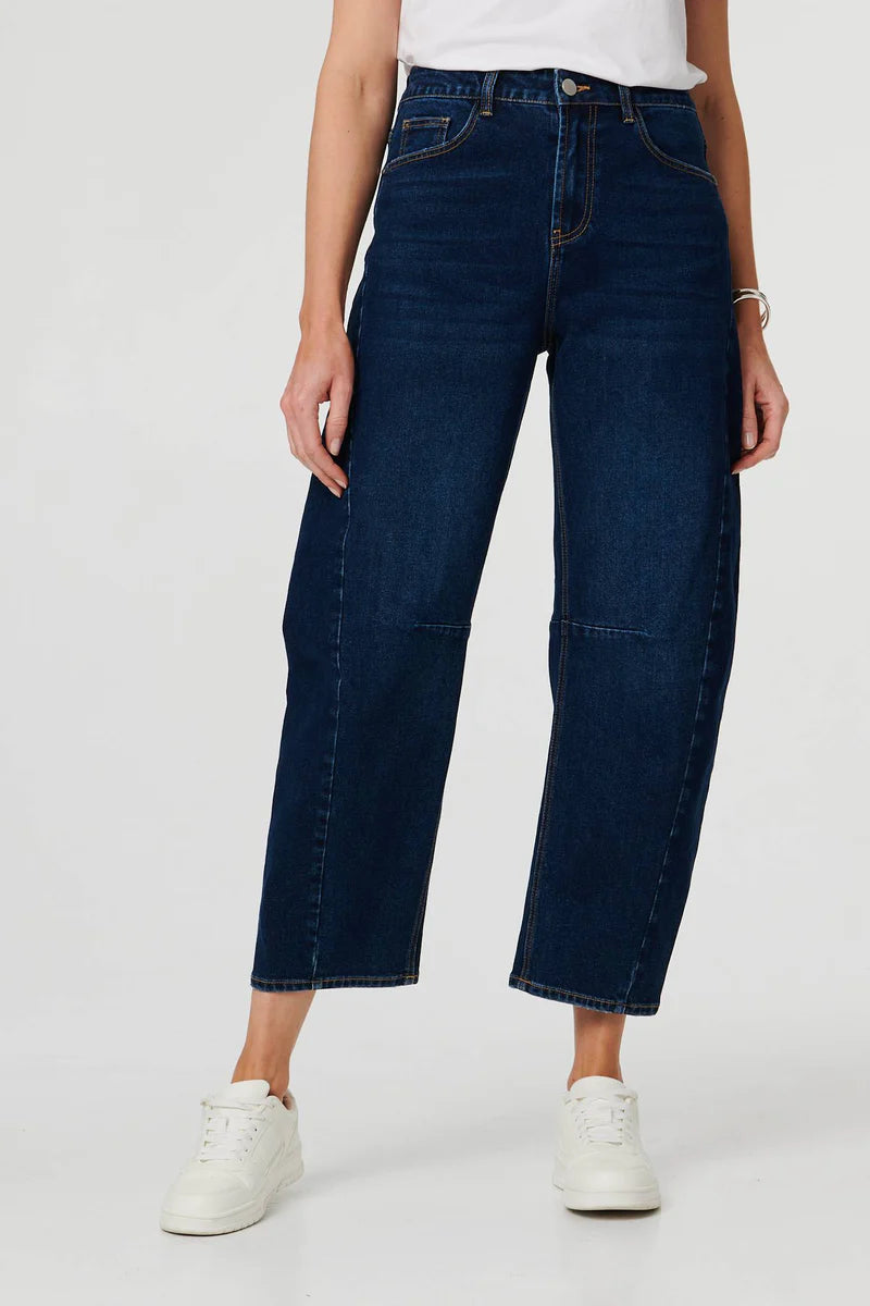 Barrel Leg Jean in Dark Wash