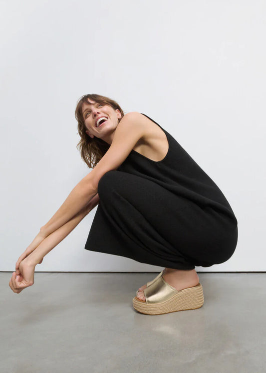 Espadrille Leather Wedge Slides in Platino