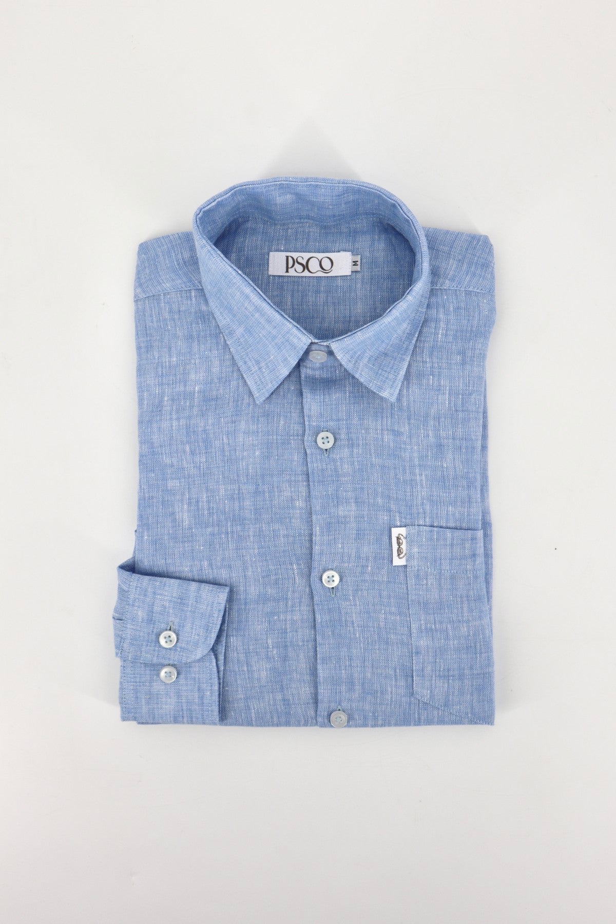 100% Linen LS Shirt in Sky Blue