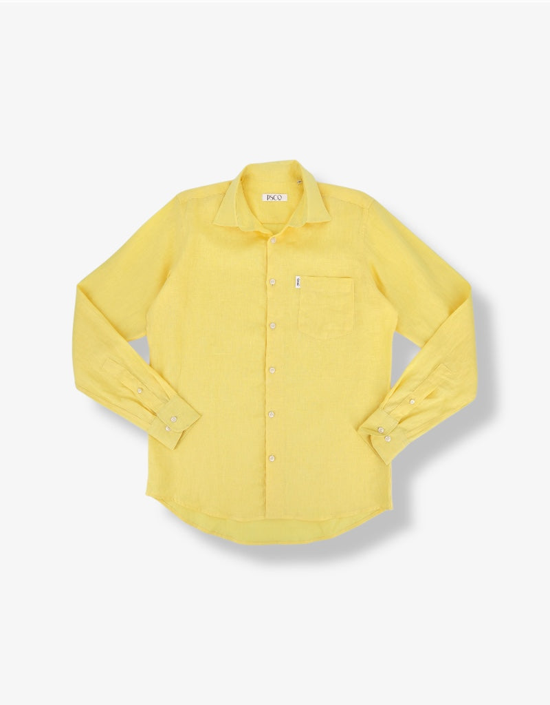 100% Linen Shirt in Yellow