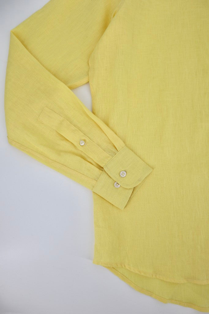 100% Linen Shirt in Yellow