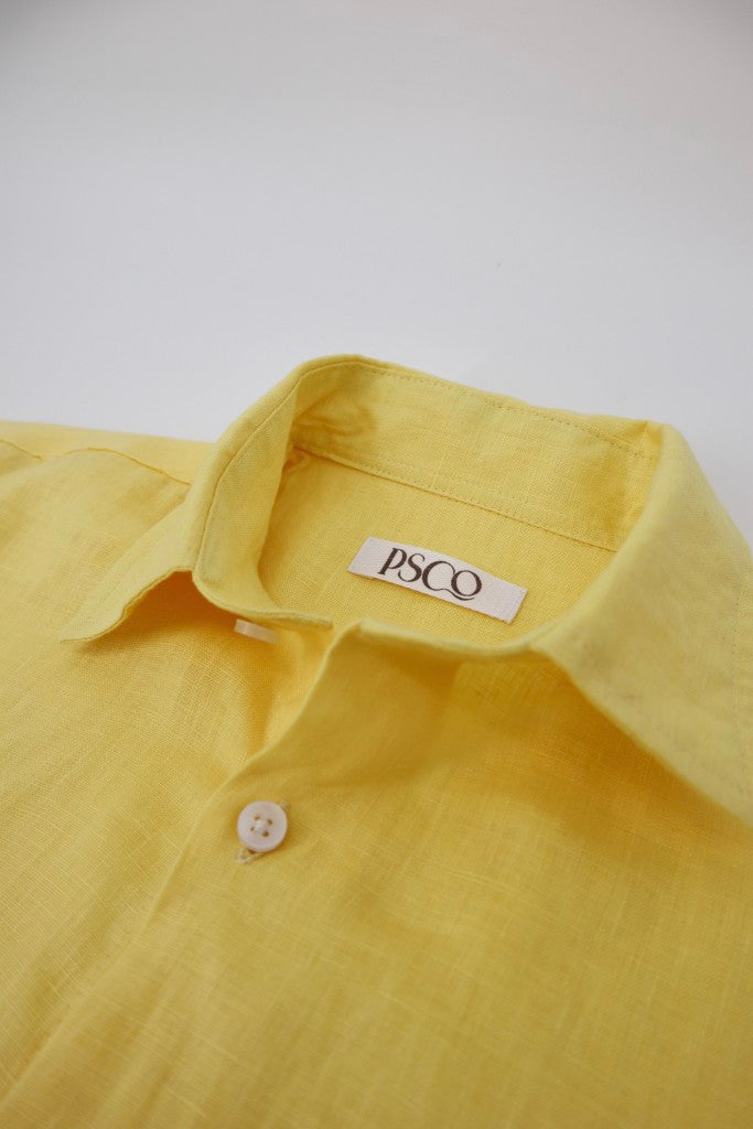 100% Linen Shirt in Yellow