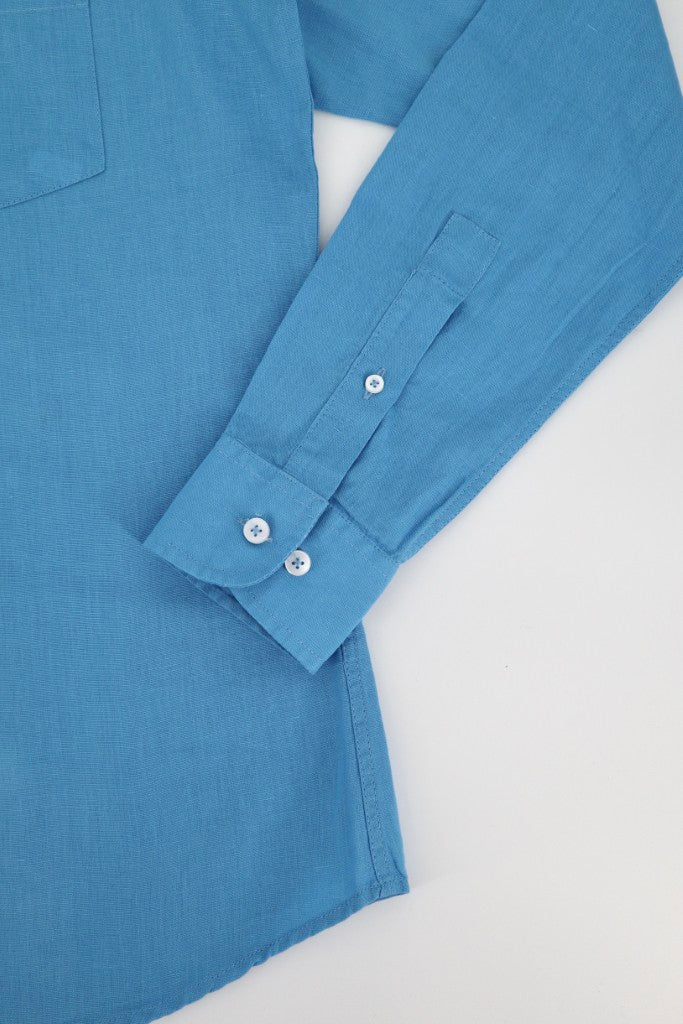 Linen / Cotton Shirt in Turquoise