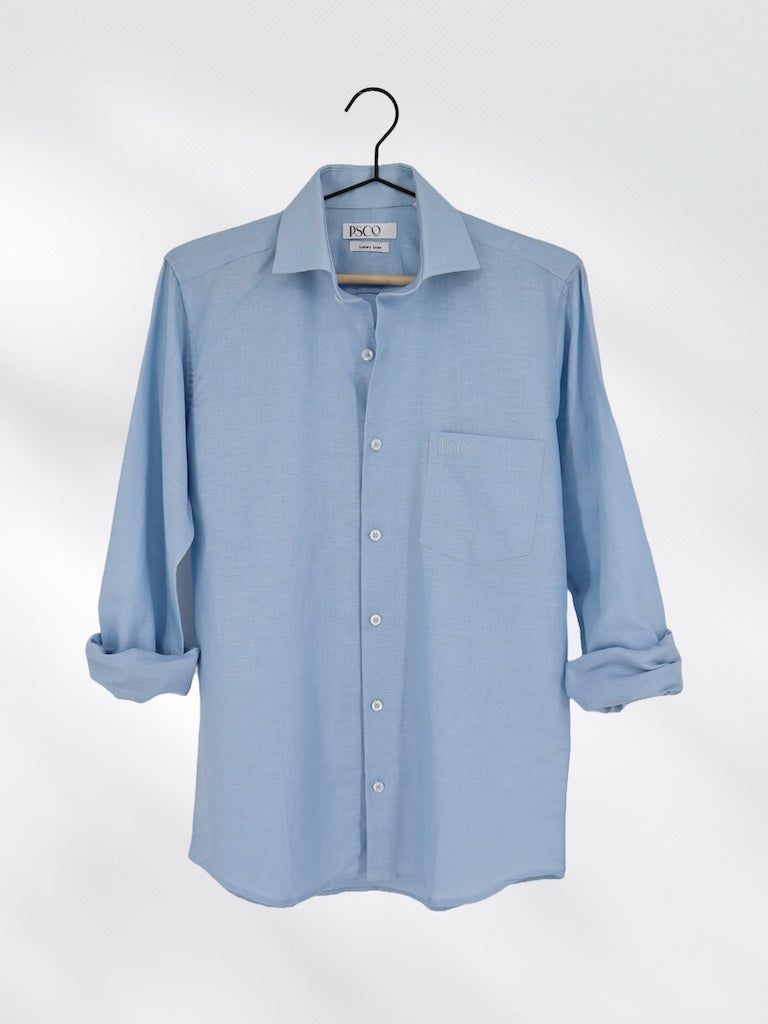 Linen/Cotton Blend Shirt in Blue